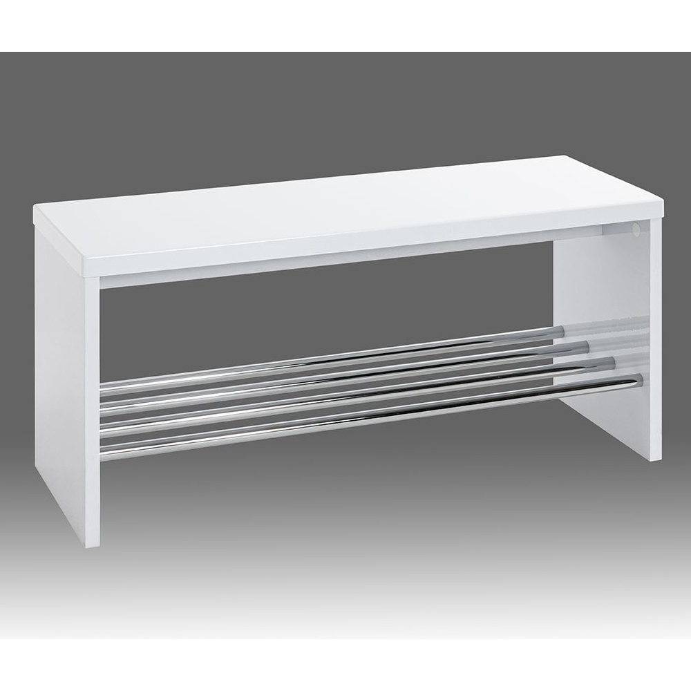Leandro Wooden Shoe Rack Bench With Undershelf In White