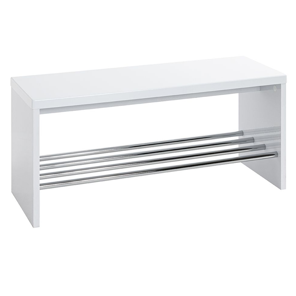 Leandro Wooden Shoe Rack Bench With Undershelf In White
