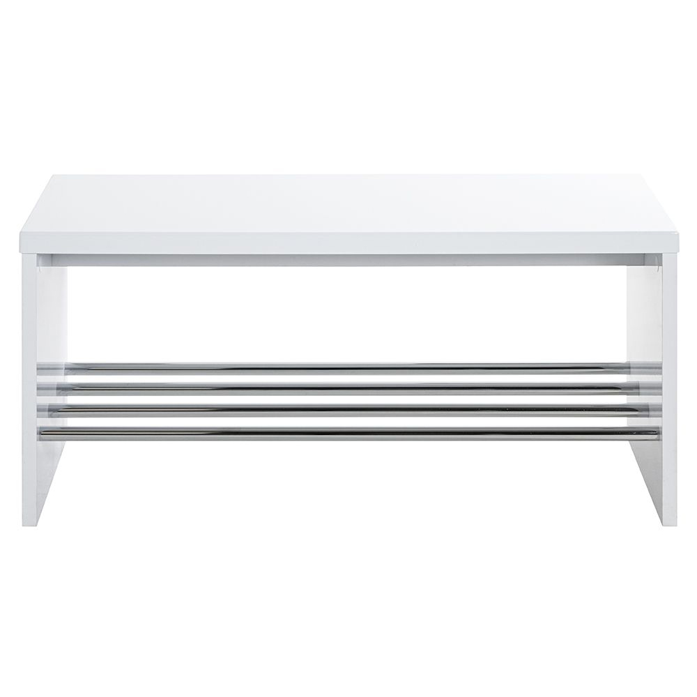 Leandro Wooden Shoe Rack Bench With Undershelf In White