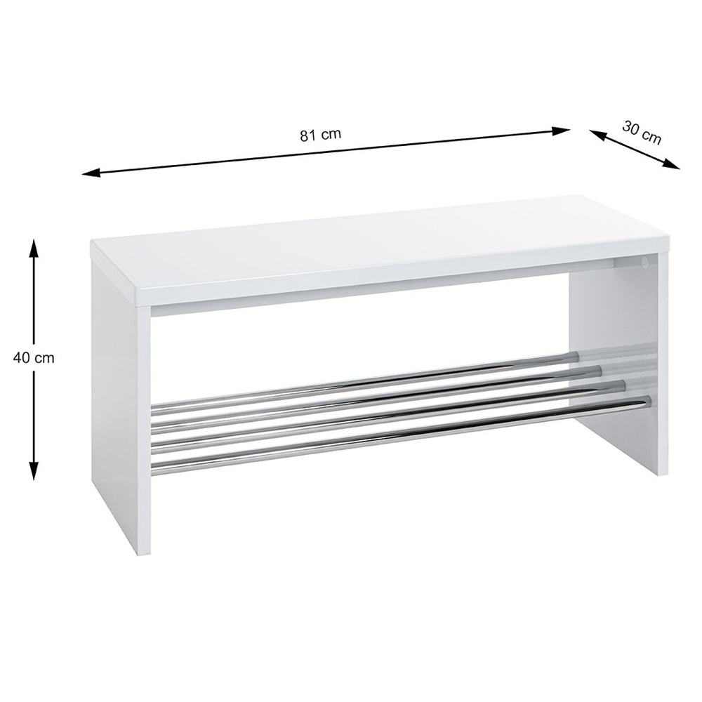 Leandro Wooden Shoe Rack Bench With Undershelf In White