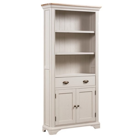 Leanne Large Bookcase In Stone Washed White Finish Furniture Leanne Large Bookcase In Stone Washed