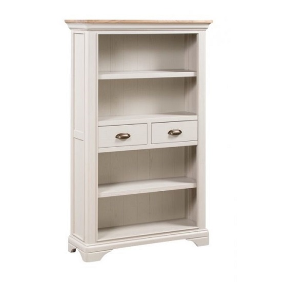 Leanne Medium Bookcase In Stone Washed White Finish Furniture in Fashion