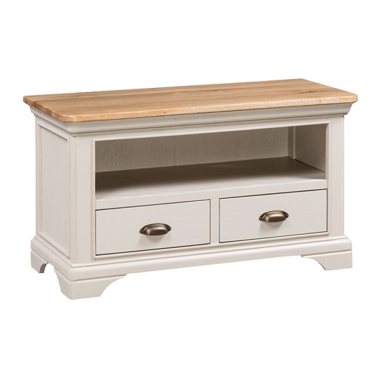 Leanne Small TV Stand In Stone Washed White Finish ...