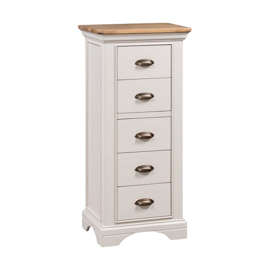 Leanne Tall Narrow Chest Of Drawers In Stone Washed White Furniture