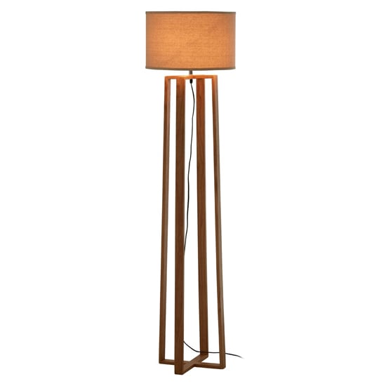 Photo of Leap light brown fabric shade floor lamp with natural base