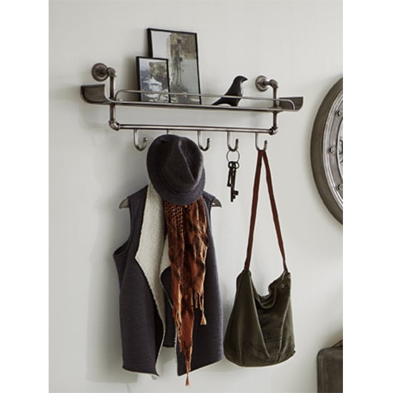 Product photograph of Learo Metal Wall Hung Coat Rack With 5 Hooks In Anthracite from Furniture in Fashion