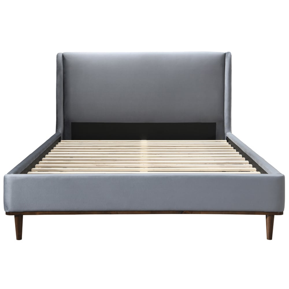 Lebanon Velvet Double Bed In Grey