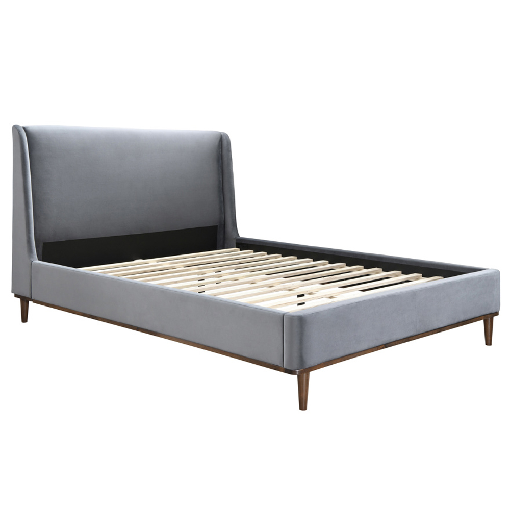 Lebanon Velvet King Size Bed In Grey