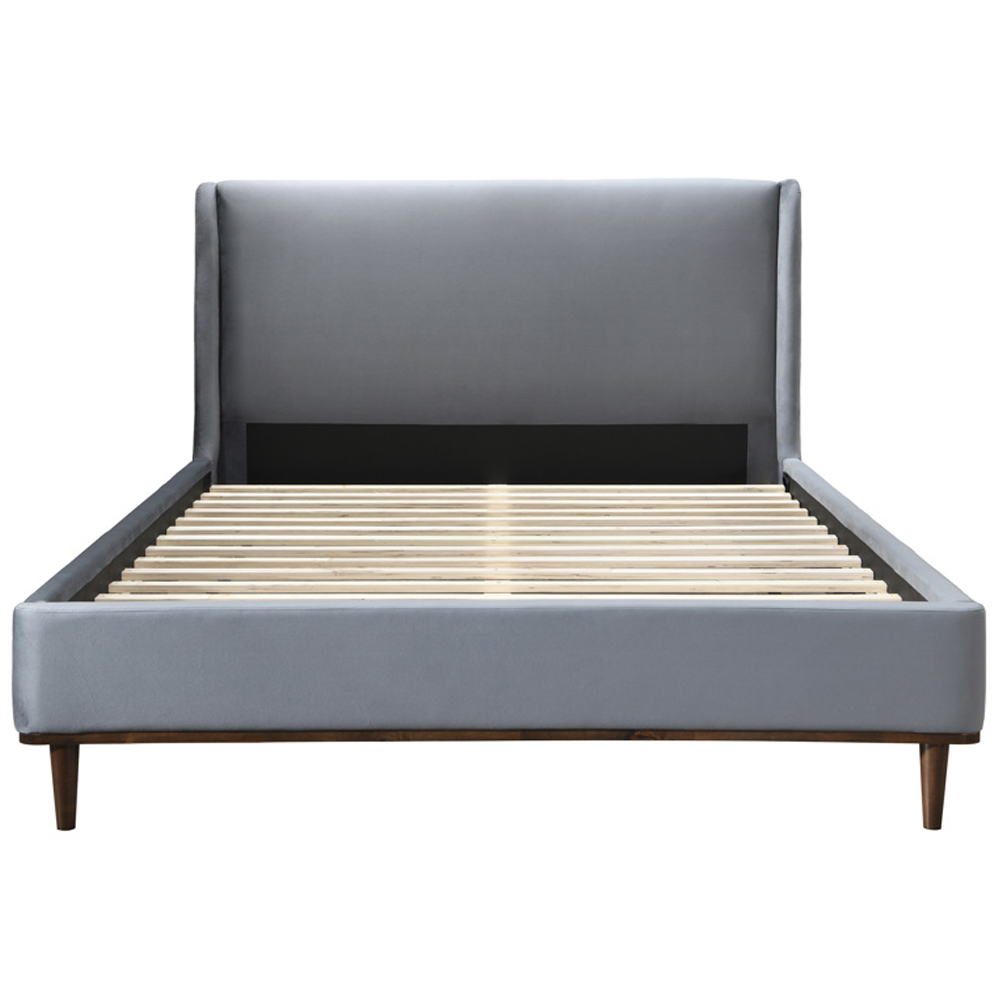 Lebanon Velvet King Size Bed In Grey