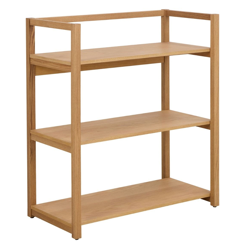 Leburn Wooden Bookcase With 3 Shelves In Oak