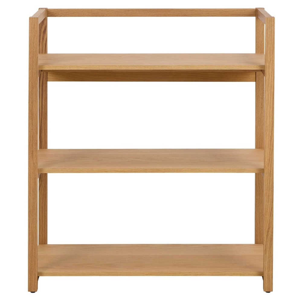 Leburn Wooden Bookcase With 3 Shelves In Oak