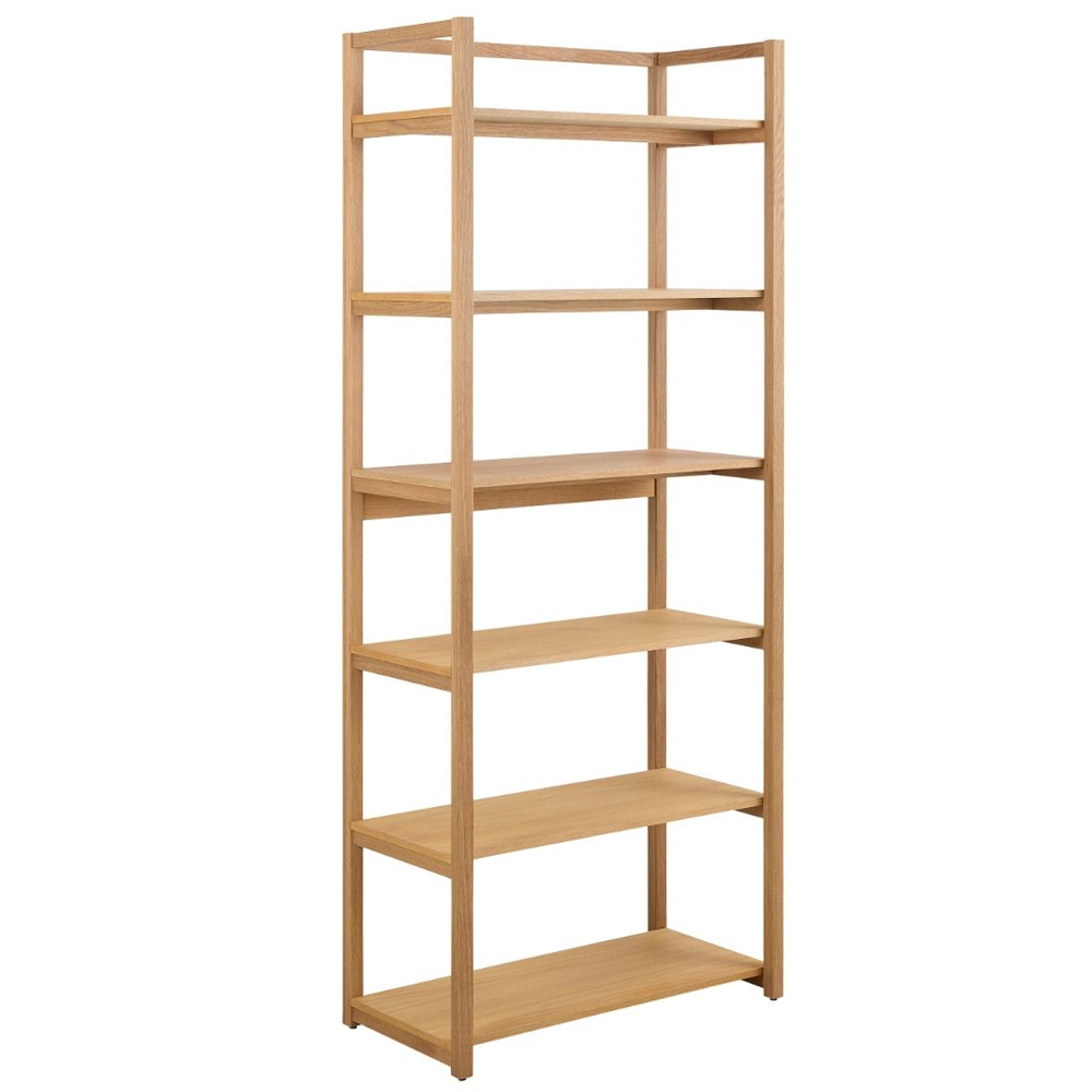 Leburn Wooden Bookcase With 6 Shelves In Oak