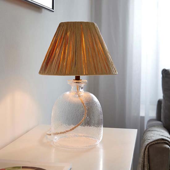 Lecce Natural Raffia Shade Table Lamp With Clear Glass Base