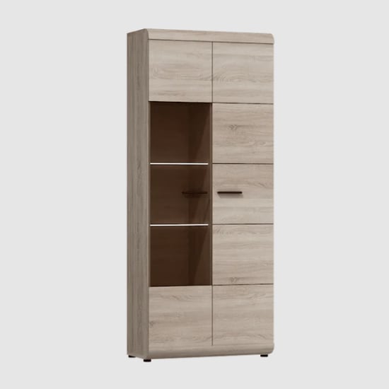 Read more about Lecco wooden display cabinet tall with 2 doors in sonoma oak