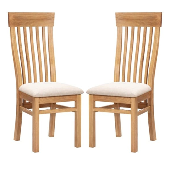 Read more about Lecco oak wooden slatted dining chairs in pair