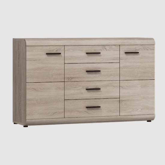 Lecco Wooden Sideboard With 2 Doors 4 Drawers In Sonoma Oak