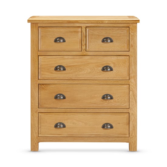 Lecco Wooden Chest Of 5 Drawers In Oak