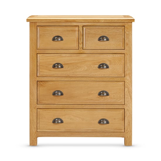 Read more about Lecco wooden chest of 5 drawers in oak