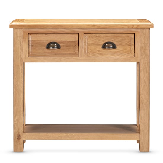 Lecco Wooden Console Table With 2 Drawers In Oak