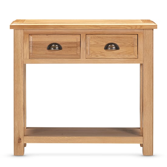 Read more about Lecco wooden console table with 2 drawers in oak