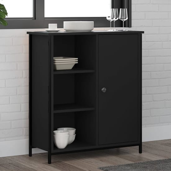 Read more about Lecco wooden sideboard with 1 door 2 shelves in black