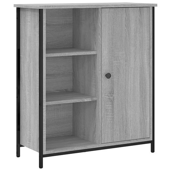 Lecco Wooden Sideboard With 1 Door 2 Shelves In Grey Sonoma Oak