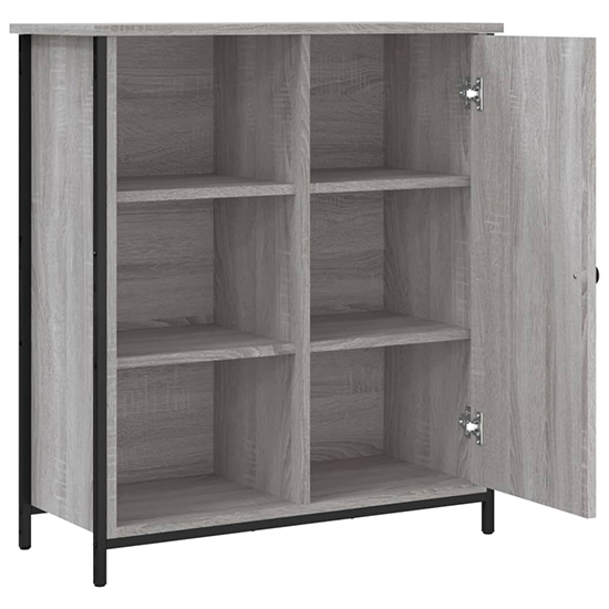Lecco Wooden Sideboard With 1 Door 2 Shelves In Grey Sonoma Oak