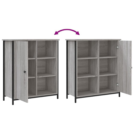 Lecco Wooden Sideboard With 1 Door 2 Shelves In Grey Sonoma Oak