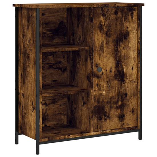 Lecco Wooden Sideboard With 1 Door 2 Shelves In Smoked Oak