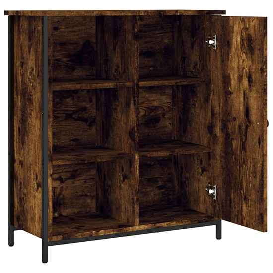 Lecco Wooden Sideboard With 1 Door 2 Shelves In Smoked Oak