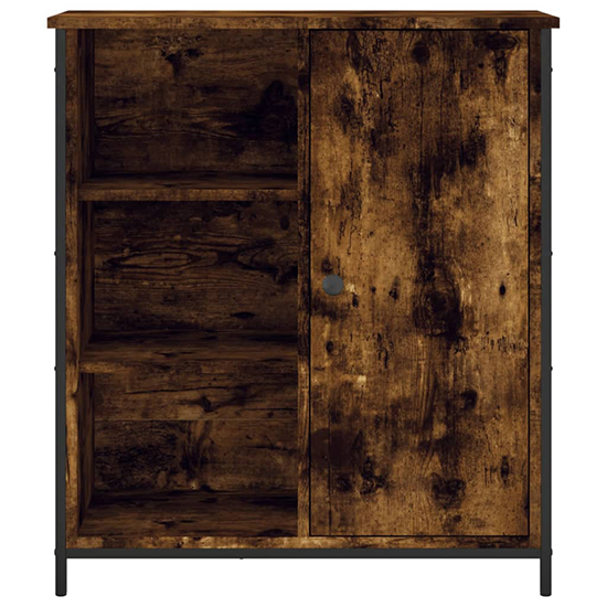 Lecco Wooden Sideboard With 1 Door 2 Shelves In Smoked Oak