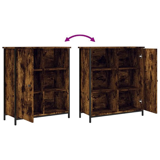 Lecco Wooden Sideboard With 1 Door 2 Shelves In Smoked Oak