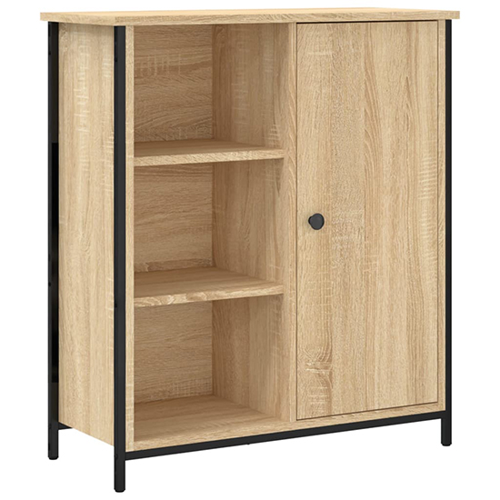 Lecco Wooden Sideboard With 1 Door 2 Shelves In Sonoma Oak