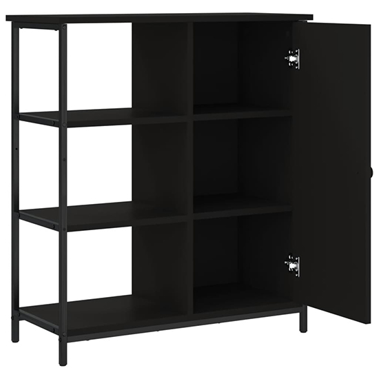 Lecco Wooden Sideboard With 1 Door 3 Shelves In Black