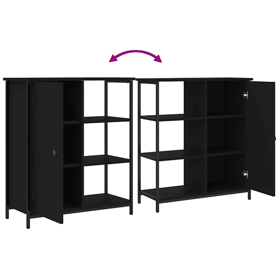Lecco Wooden Sideboard With 1 Door 3 Shelves In Black
