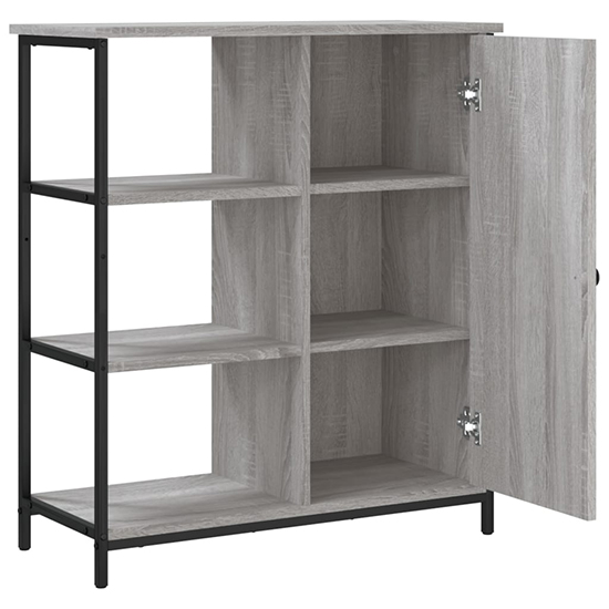 Lecco Wooden Sideboard With 1 Door 3 Shelves In Grey Sonoma Oak