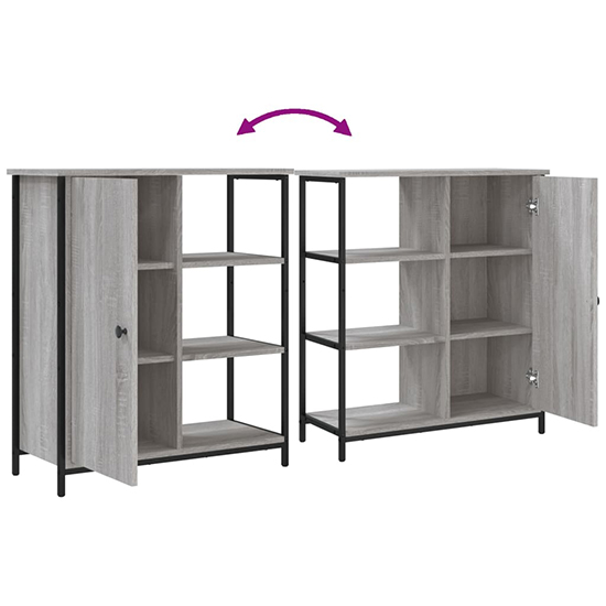 Lecco Wooden Sideboard With 1 Door 3 Shelves In Grey Sonoma Oak