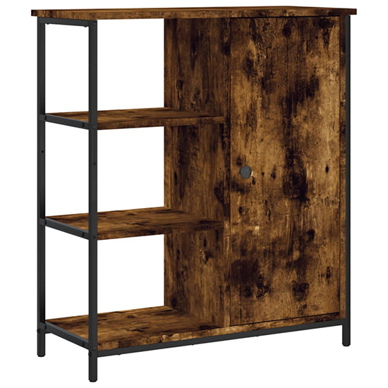 Lecco Wooden Sideboard With 1 Door 3 Shelves In Smoked Oak