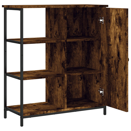 Lecco Wooden Sideboard With 1 Door 3 Shelves In Smoked Oak