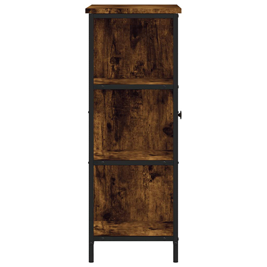 Lecco Wooden Sideboard With 1 Door 3 Shelves In Smoked Oak