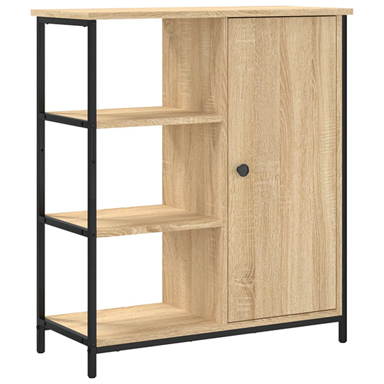 Lecco Wooden Sideboard With 1 Door 3 Shelves In Sonoma Oak