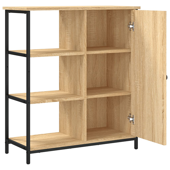 Lecco Wooden Sideboard With 1 Door 3 Shelves In Sonoma Oak