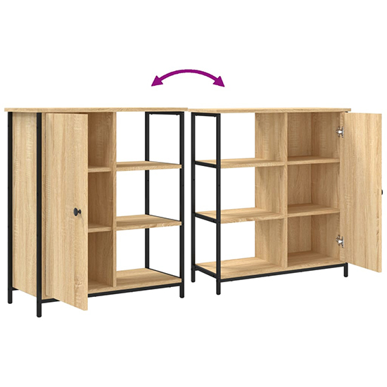 Lecco Wooden Sideboard With 1 Door 3 Shelves In Sonoma Oak