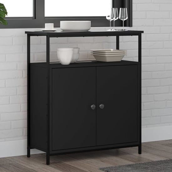 Lecco Wooden Sideboard With 2 Doors 1 Shelf In Black
