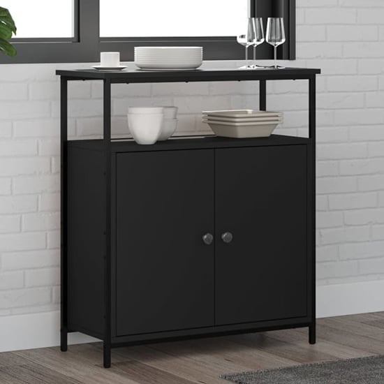 Read more about Lecco wooden sideboard with 2 doors 1 shelf in black
