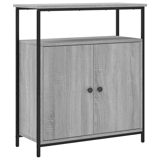 Lecco Wooden Sideboard With 2 Doors 1 Shelf In Grey Sonoma Oak