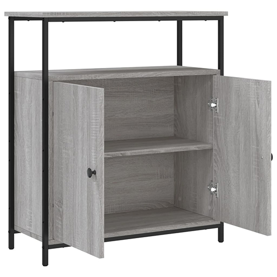 Lecco Wooden Sideboard With 2 Doors 1 Shelf In Grey Sonoma Oak
