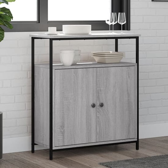 Read more about Lecco wooden sideboard with 2 doors 1 shelf in grey sonoma oak