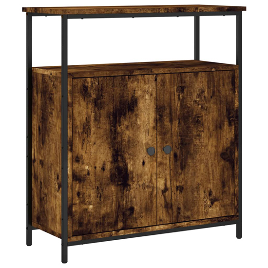 Lecco Wooden Sideboard With 2 Doors 1 Shelf In Smoked Oak
