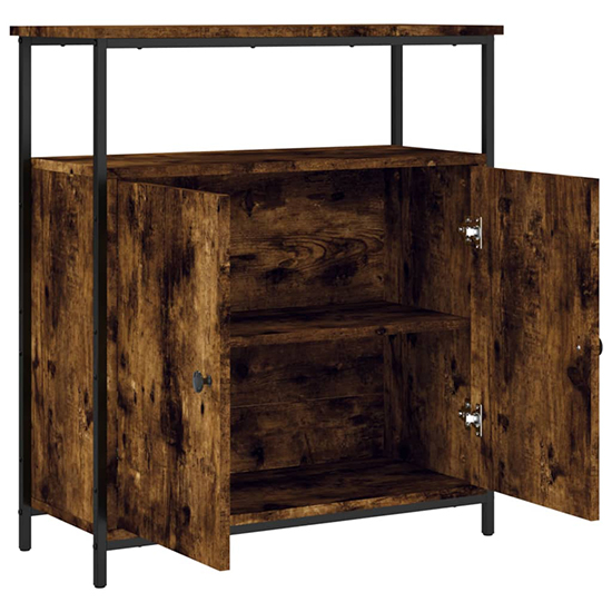 Lecco Wooden Sideboard With 2 Doors 1 Shelf In Smoked Oak